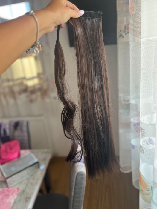 Extensie de păr sintetică șaten inchis