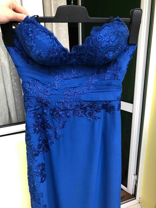 Дълга тъмносиня официална рокля