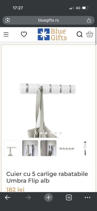 Cuier 5 carlige rabatabile Umbra flip nou