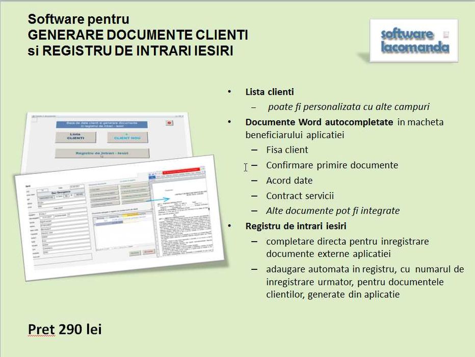 Aplicatii software la comanda,  baze de date personalizate in diverse domenii