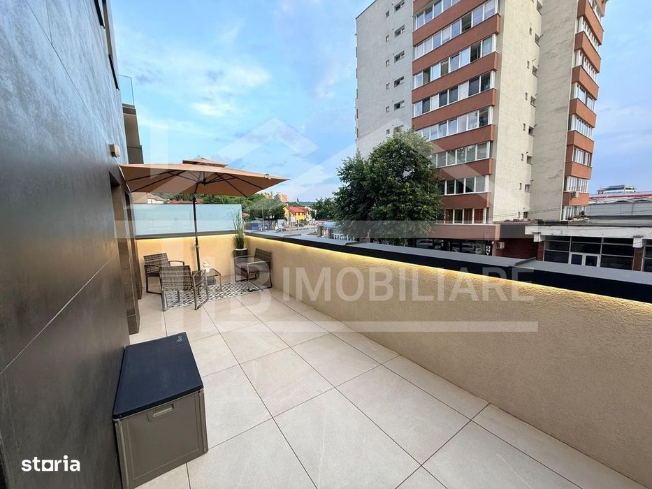 Apartament cu 2 camere, 52mp, terasa 20mp, parcare, lux, Zona Vivat