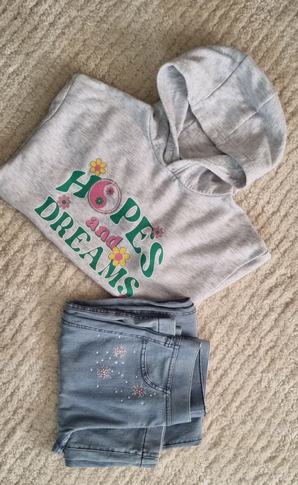 Дънков панталон H&M/сет с два суитчъра,  10г.