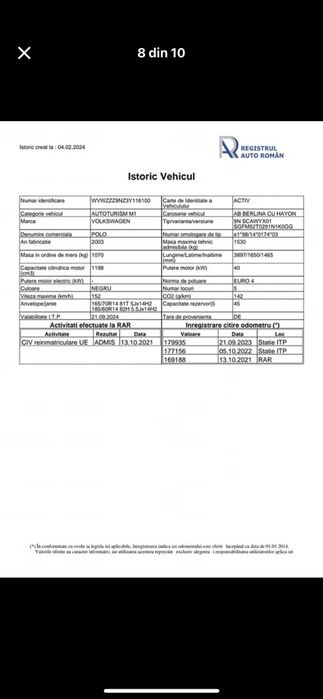 Wolkswagen polo 1,2 benzina 6v  acte la zii