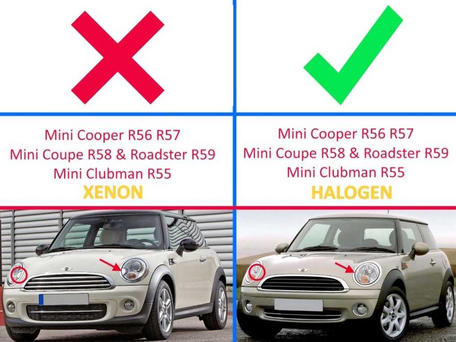 Комплект стъкла за фарове на Mini Clubman R55, R56 , R57 MK2,Coupe R58 ...