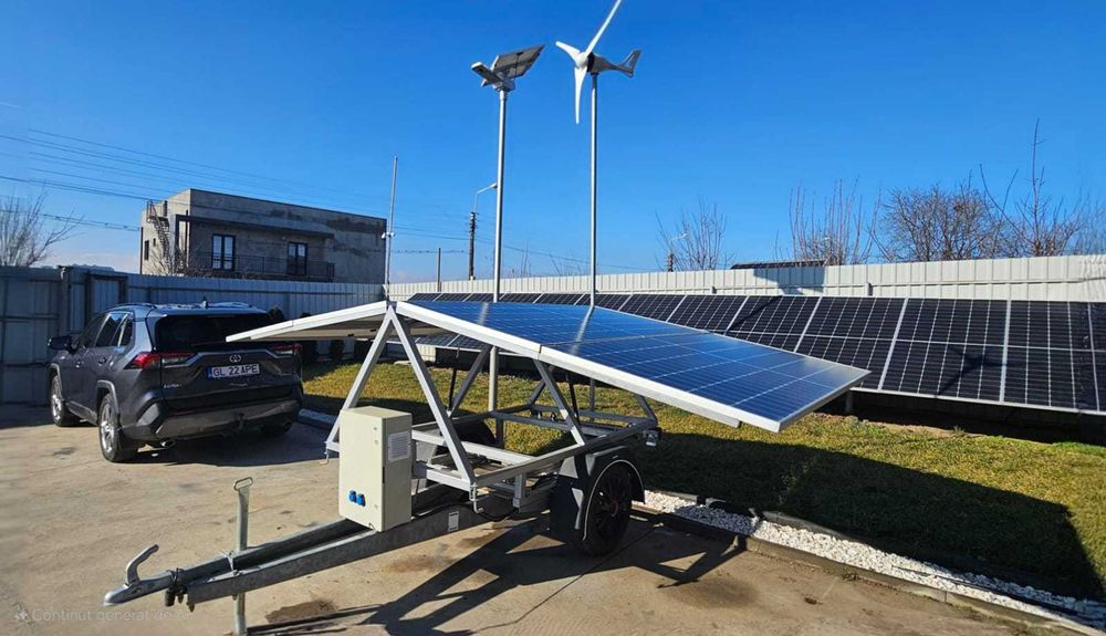 Remorca Solara Irigatii cu GeneratorSolarMobil + Eoliana +Pompa 4mc3/h