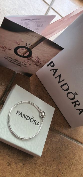 Нова сребърна гривна Пандора Романтика,със сертификат 17см