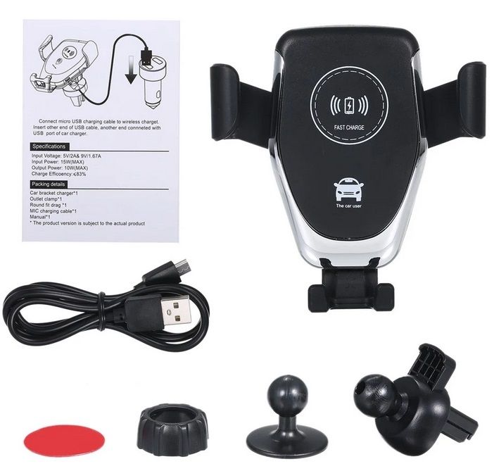 Incarcator auto wireless, suport + cablu incarcare