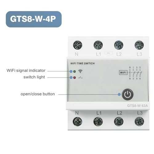 WiFi смарт таймер Ailao Tuya 4P 63A GTS8-W