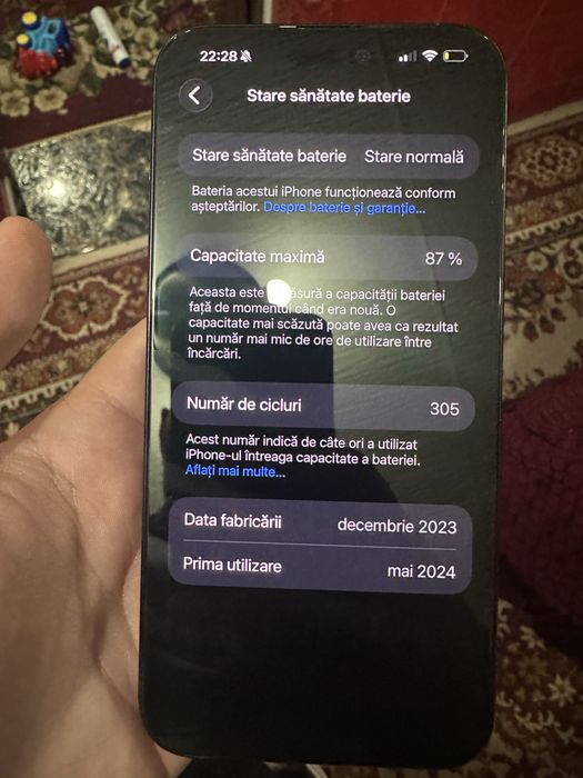 Iphone 15 Pro Max 256GB Blue Titanium 87% baterie