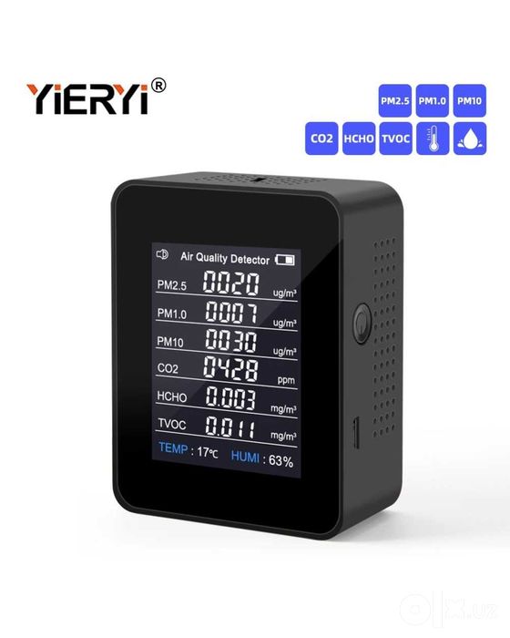 Анализатор качества воздуха PM1.0/PM2.5/PM10/CO2/HCHO/TVOC/RH/Temp