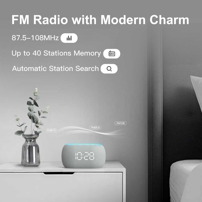 Дигитален часовник, радио, Bluetooth колонка и нощна лампа в едно
