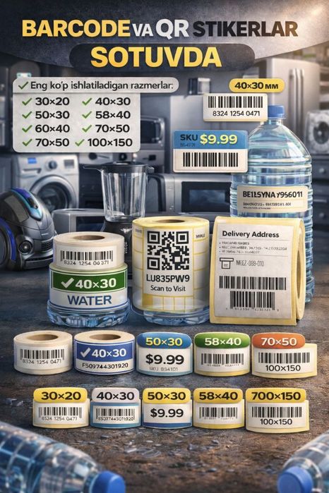 Этикетка, Наклейки, Баркод Термо Стикер Самоклейка Этикетки Штрихкод Н