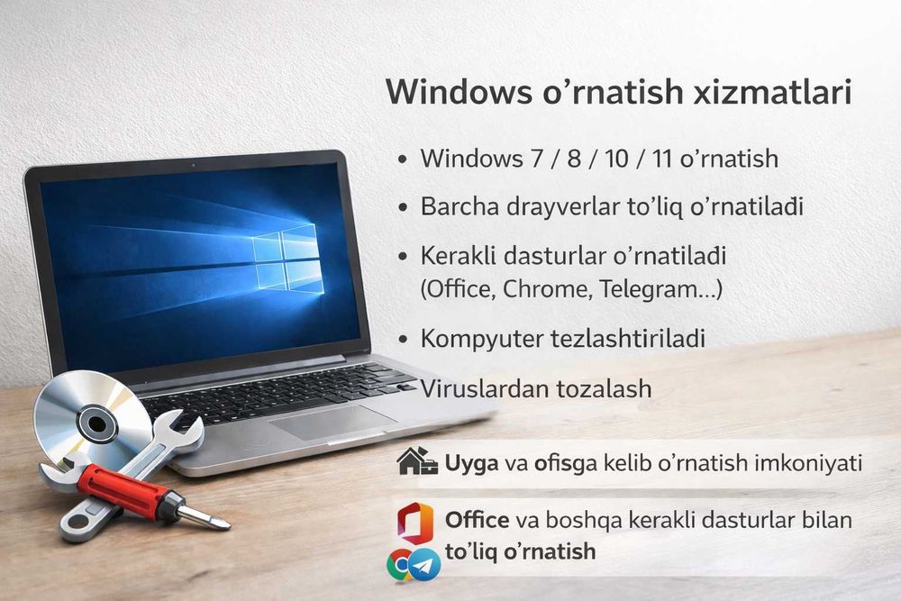 Windows 10 11 o'rnatish