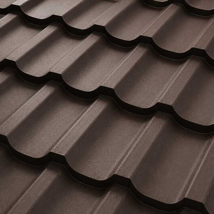 Продам Металлочерепицу Панорама 0.5мм, коричневый, матовый RAL8017,