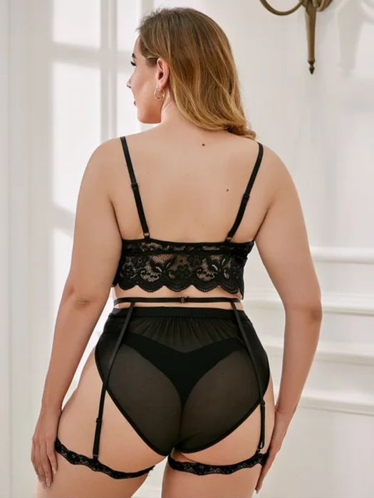 Дамско еротично бельо L-XXL, Секси Дамско бельо с дантела в Черен цвят
