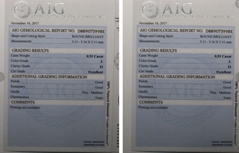 Diamant natural 0.51 ct Round Brilliant cu certificat AIG