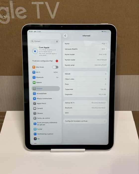 MDM vinde: Ipad A16, 128GB, Wi-Fi, 11”, Silver.