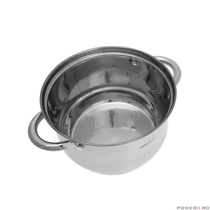 Set de 4 oale din inox cu capac sticla, dimensiuni 16cm, 18cm, 20cm,