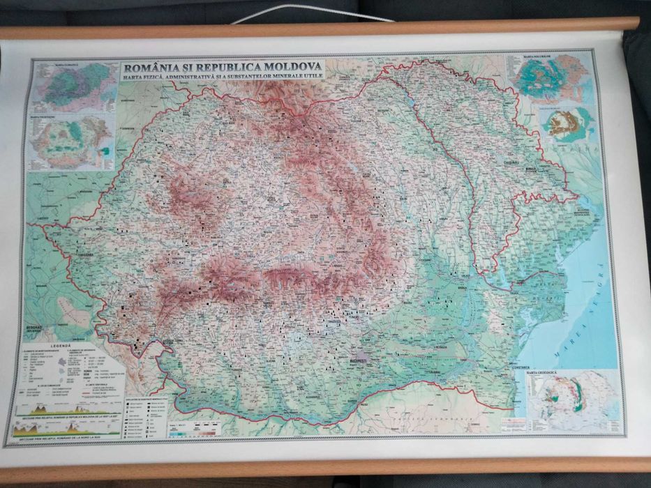 Harta României Fizico - Geografică profesională