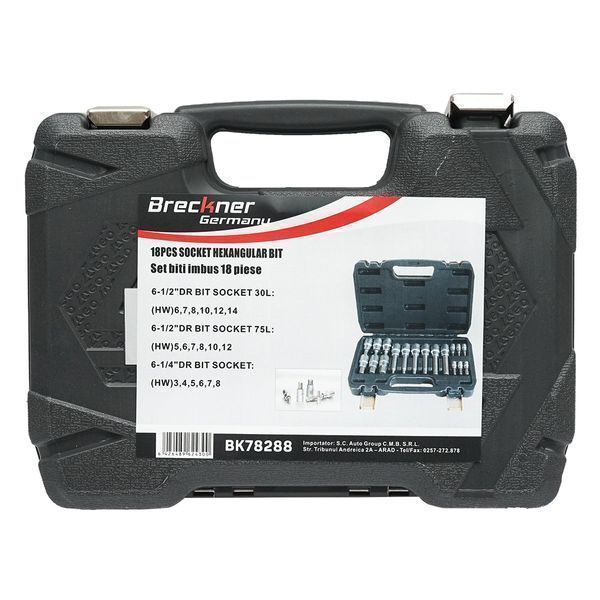 Комплект 18 бита имбус шестограм, къси и дълги 1/4 1/2