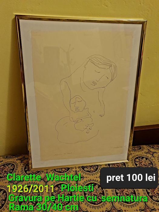Gravura pe hartie cu semnatura
