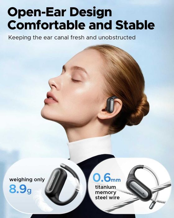 Bluetooth 6.0 слушалки Truefree DS1 Open-Ear – 40ч батерия, Смарт App