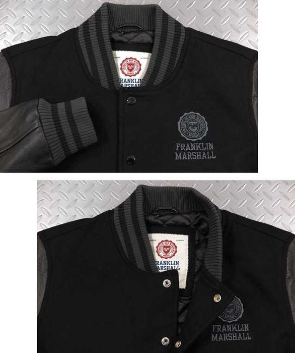 XL/L FRANKLIN MARSHALL Varsity Jacket Monochrome Black  Ест.Кожа