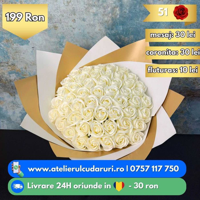 Buchete Trandafiri Sapun orice culoare, livrare rapida