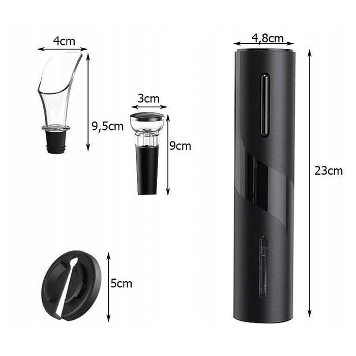 Комплект 4 в 1 електрически тирбушон за вино, нож, тапа, накрайник