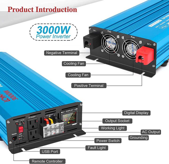Invertor Solar 2000W Sinus Pur – 12V/24V DC , 3000W,4000W, Factura