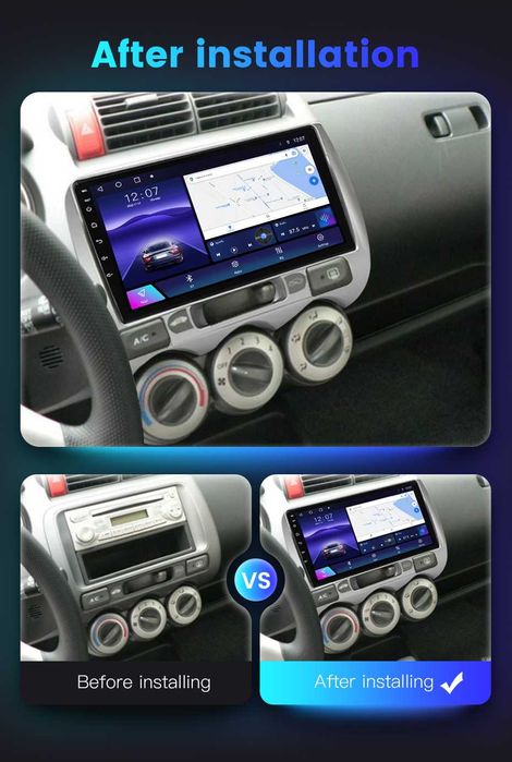 NAVIGATIE Android 14 Honda Jazz CITY 2007-2014 1/8 Gb CarPlay +CAMERA