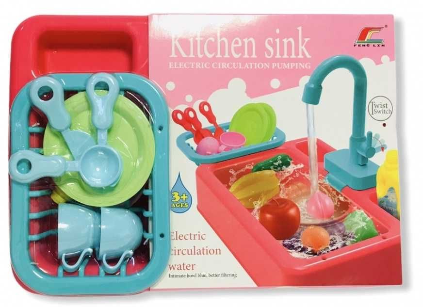 ГОЛЯМА мивка с ТЕЧАЩА вода 34см чешма 40см аксесоари кухненски прибори