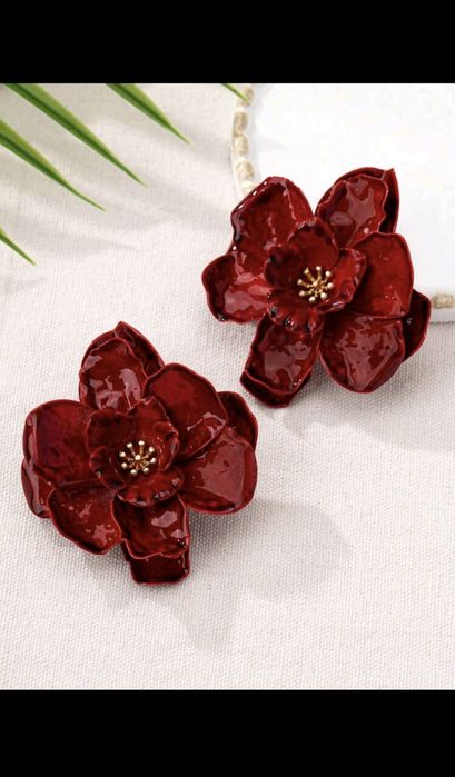 Красиви големи обеци - цвят Бургунди