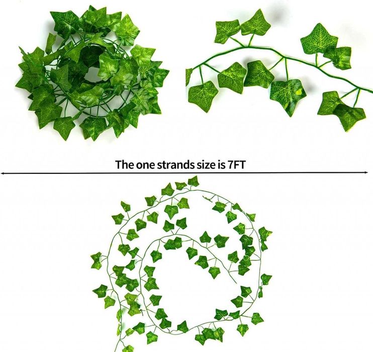 Set 12 ghirlande de plante artificiale Iedera frunze verde 210 cm