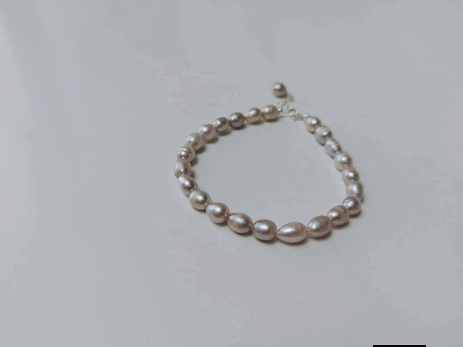 Bratara din perle naturale de cultura baroc, inchizatoare argint, mov