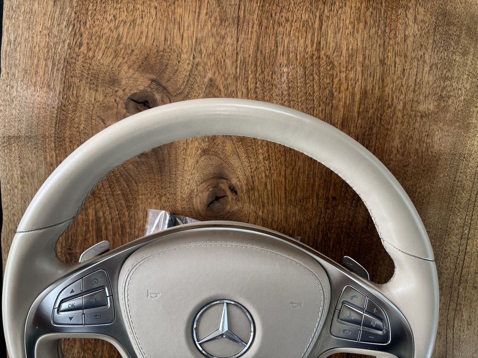 Оригинален бежов кожен волан за Mercedes S class W222 с AIRBAG