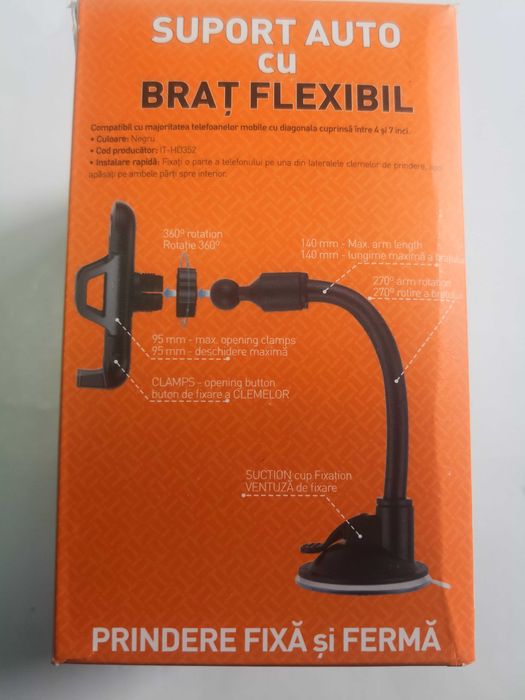 Suport telefon auto cu brat flexibil