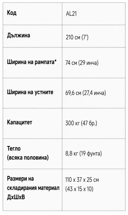 Алуминиева Сгъваема рампа Aerolight Lifestyle 210см ,300кг