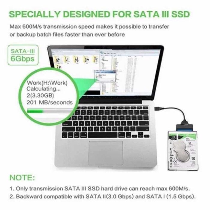 Cablu adaptor USB-C la SATA 22 pini (7+15 pini) SSD si HDD