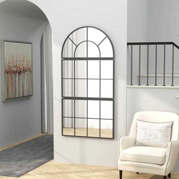 Стенно огледало HOMCOM, огледало за прозорец, три части, метална рамка