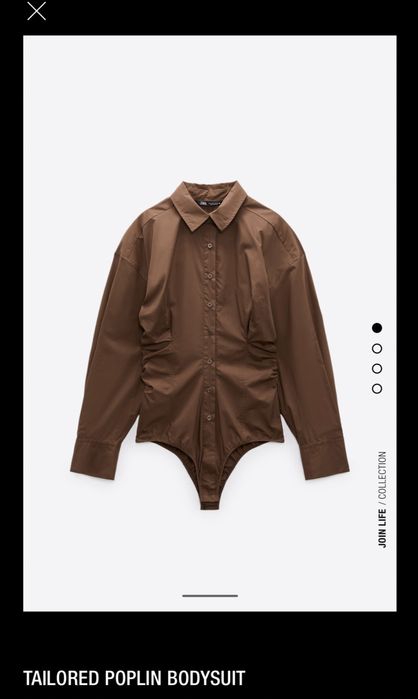 Zara нова риза боди в шоколадово кафяв цвят