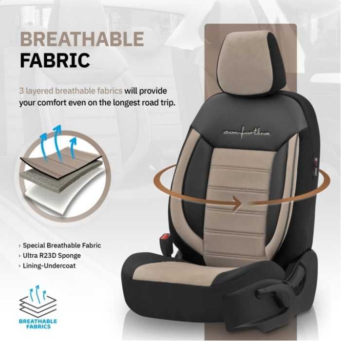 К-т Луксозна Тапицерия Automat-OTOM, Бежово-Черна, COMFORT 025