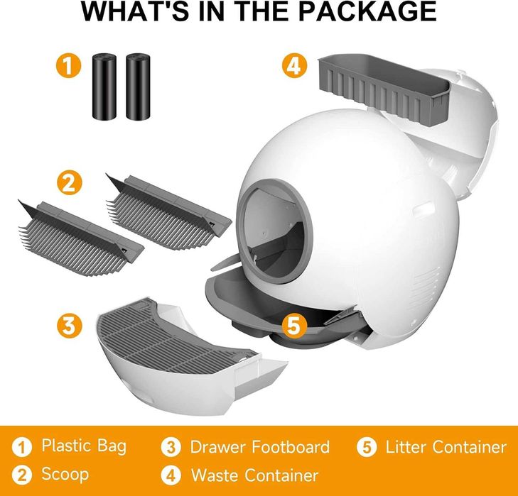 Автоматична котешка тоалетна, самопочистваща се с Wi-Fi връзка