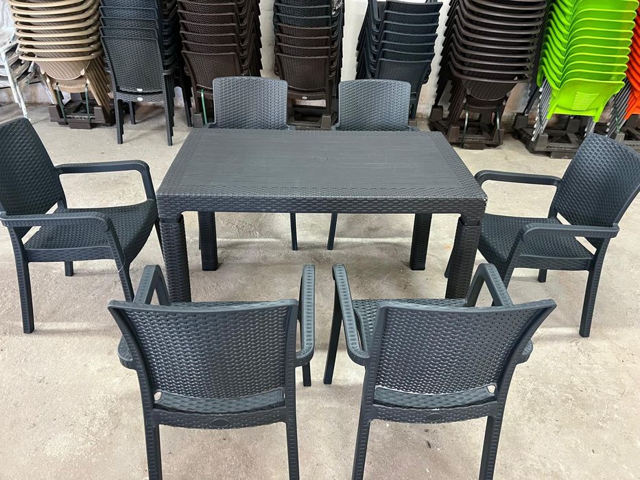 много здрав градински комплект 6 стола и маса 70/120см