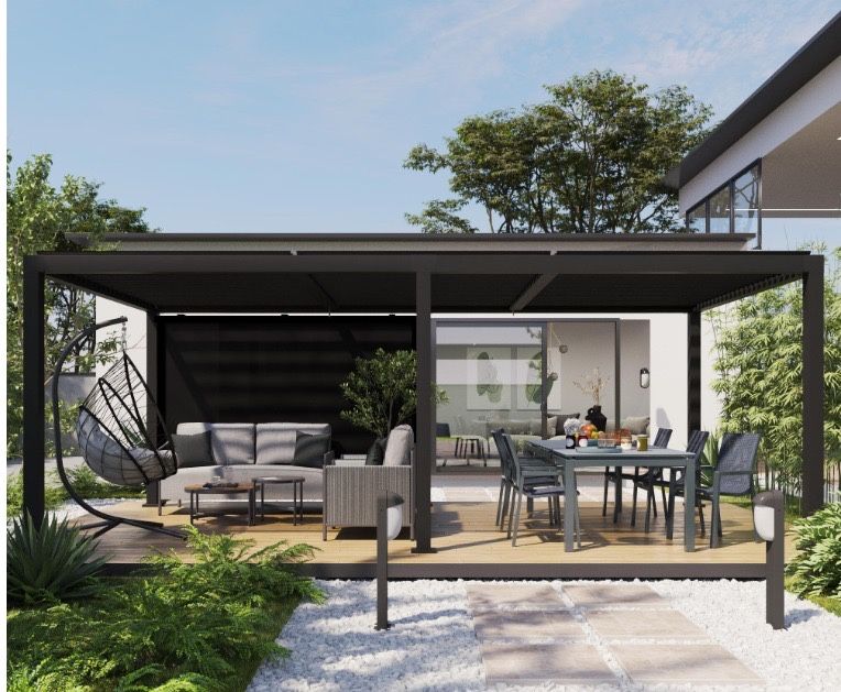Pergola aluminiu, gri antracit
