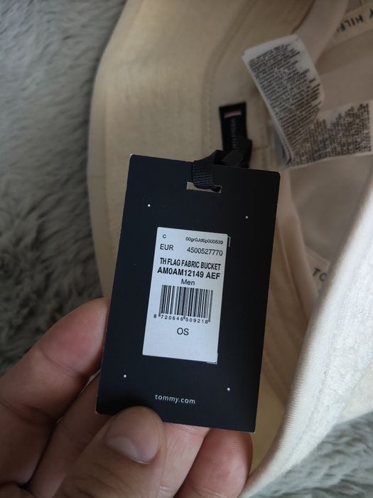 Tommy Hilfiger TH flag fabric bucket hat pălărie culoare crem/bej marimea OS noua originala