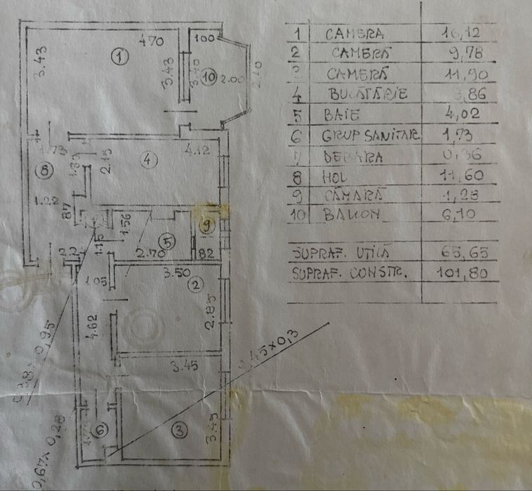 Apartament de vanzare 3 camere 2 bai cartier Tractorul 65.65 mp PROPRIETAR