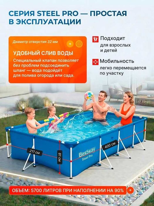Бассейн каркасный 366 х100см лестница , фильтр
