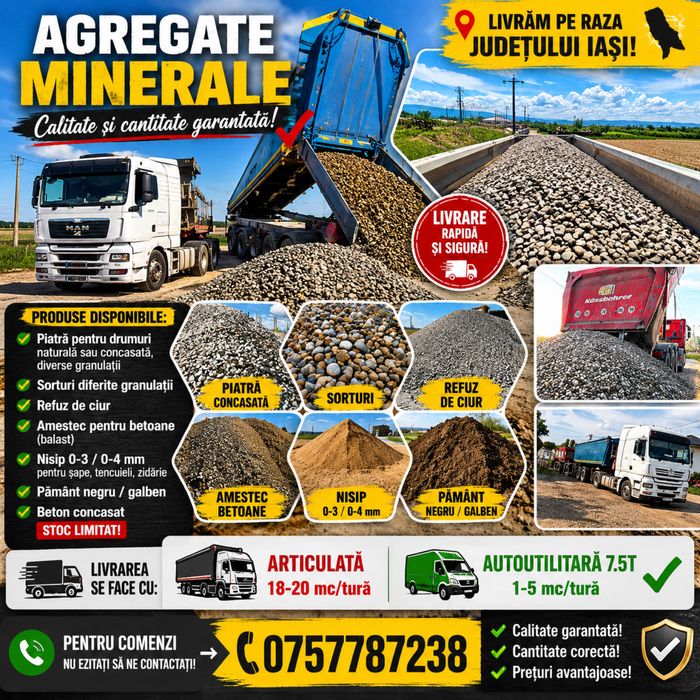 Agregate balastiera direct din statie! Livrare 24/7 doar cu articulata