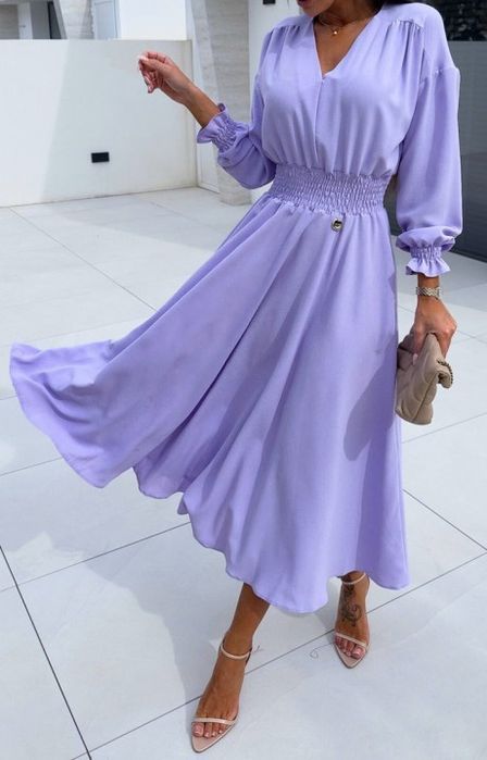 Нови дамски ежедневни рокли полиестер и елас